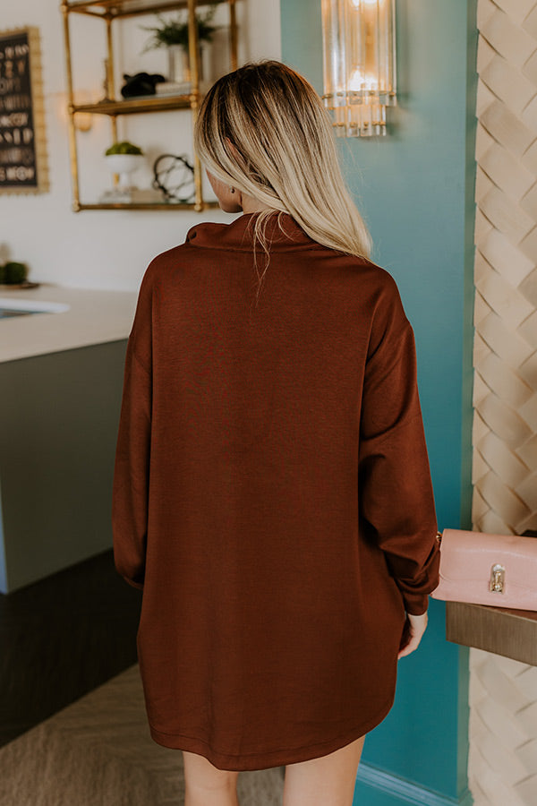 L&A | Urban Chic Scuba Quarter Zip Mini Dress in Chocolate