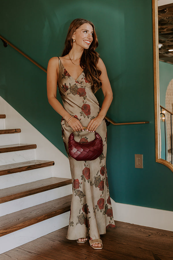 L&A | Midnight Garden Satin Floral Maxi Dress