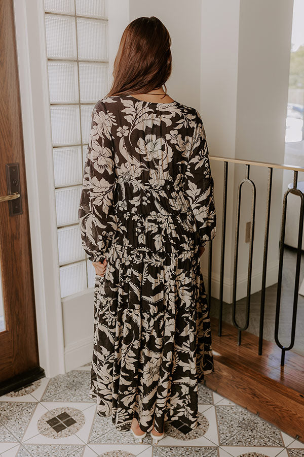L&A | Vino Sipping Floral Midi Dress in Black