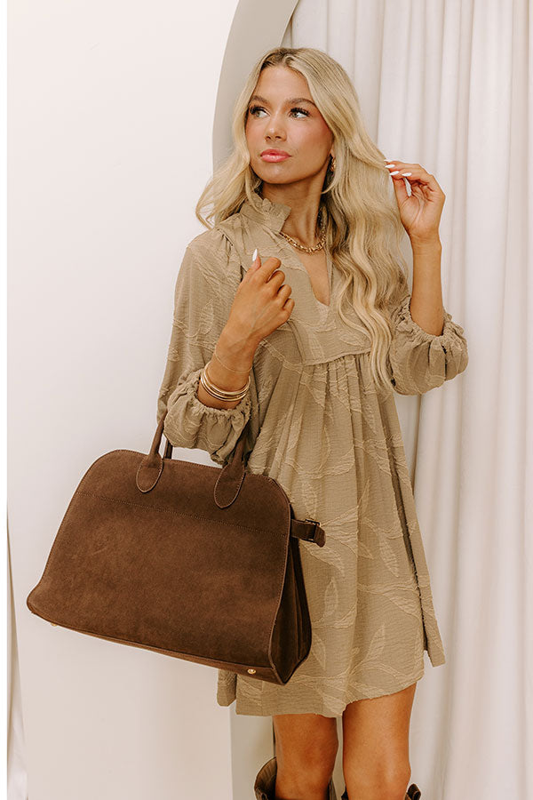 L&A | Kind Smile Jacquard Mini Dress in Taupe