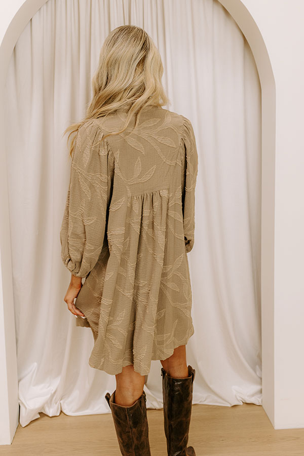 L&A | Kind Smile Jacquard Mini Dress in Taupe