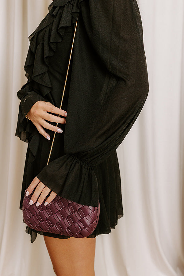 L&A - Rya Faux Leather Woven Clutch