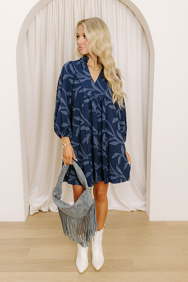 L&A | Kind Smile Jacquard Mini Dress in Navy