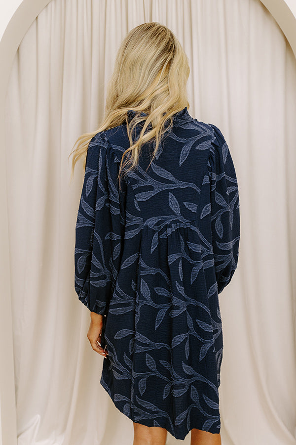 L&A | Kind Smile Jacquard Mini Dress in Navy