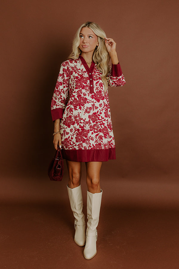 L&A | Sweet Harmony Floral Mini Dress in Wine