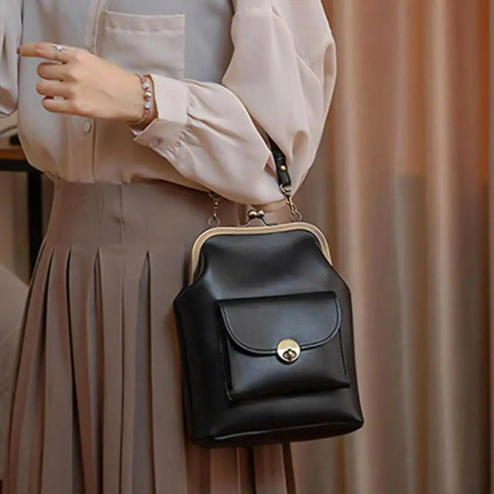L&A | Anna - Chic Leather Bag with Kiss-Lock Closure