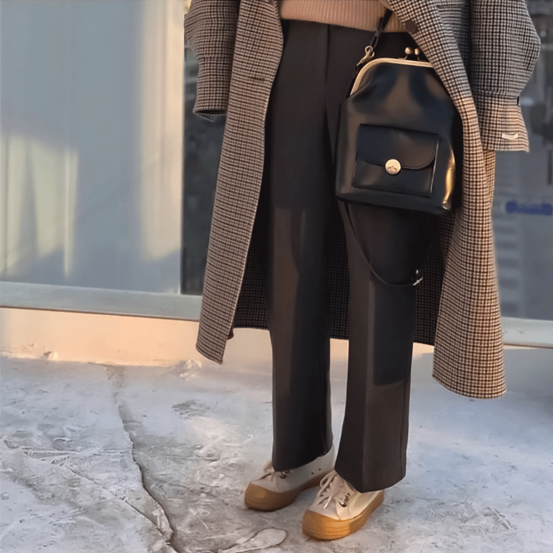 L&A | Anna - Chic Leather Bag with Kiss-Lock Closure