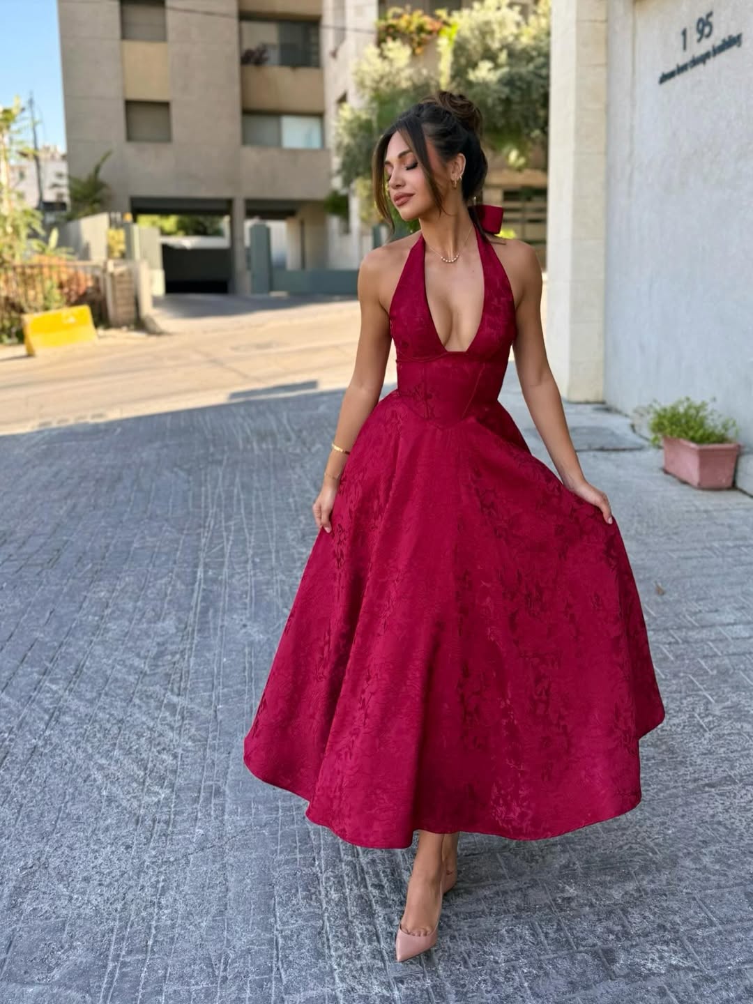 L&A | Esmeralda Halter Sleeveless Midi Dress