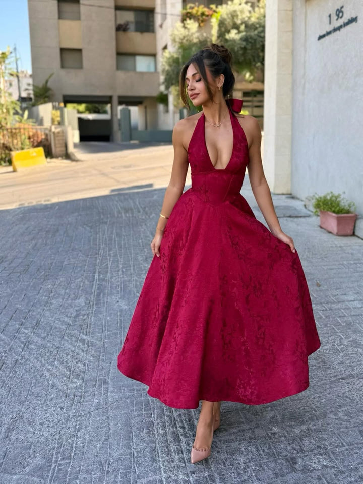 L&A | Esmeralda Halter Sleeveless Midi Dress