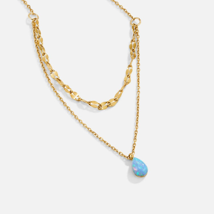 L&A | Blue Opal Teardrop Layered Necklace