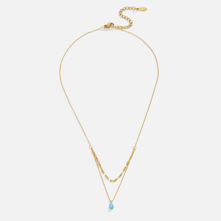 L&A | Blue Opal Teardrop Layered Necklace