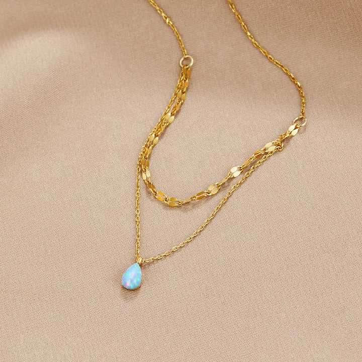 L&A | Blue Opal Teardrop Layered Necklace