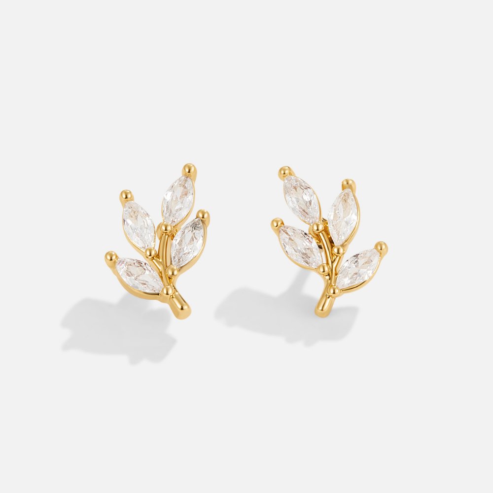 L&A | Sylva Crystal Leaf Stud Earrings