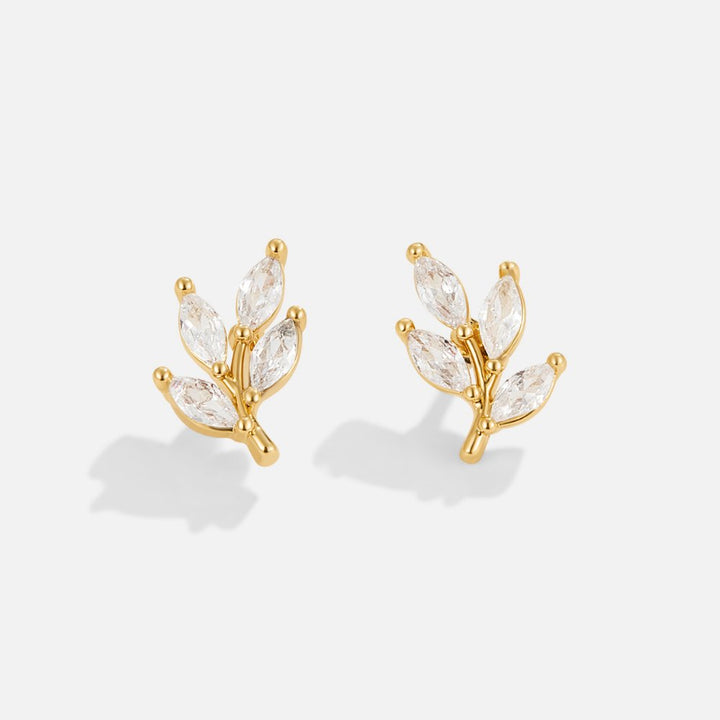 L&A | Sylva Crystal Leaf Stud Earrings