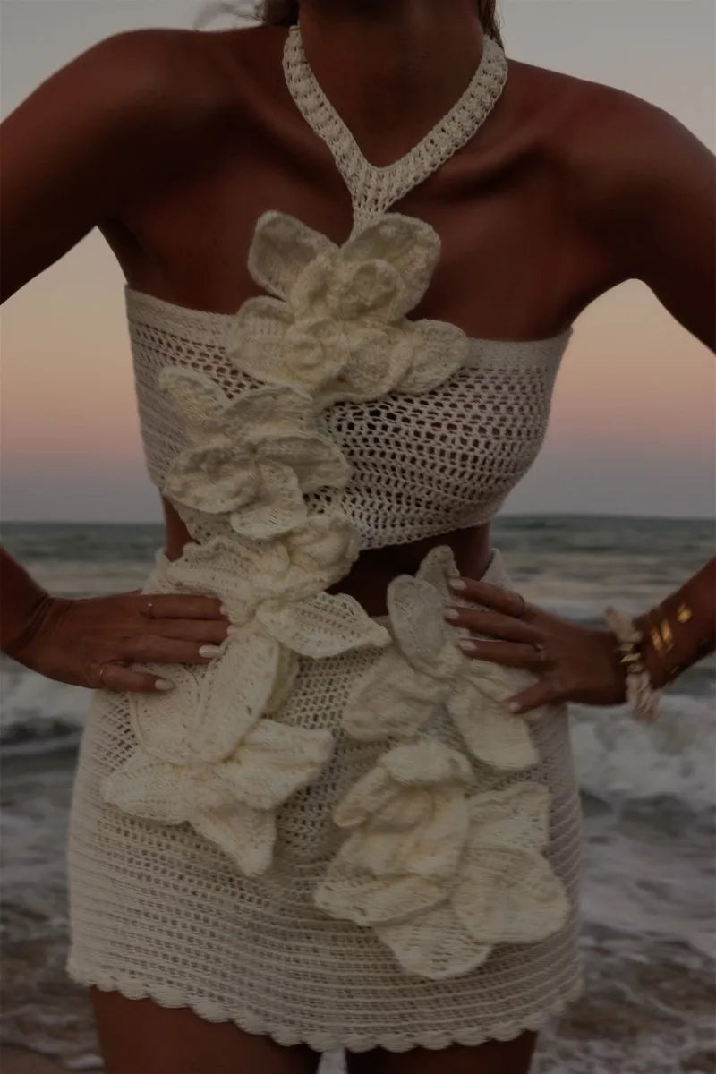 L&A | Margaret Halter Knit Floral Mini Dress