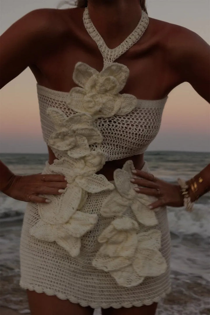 L&A | Margaret Halter Knit Floral Mini Dress