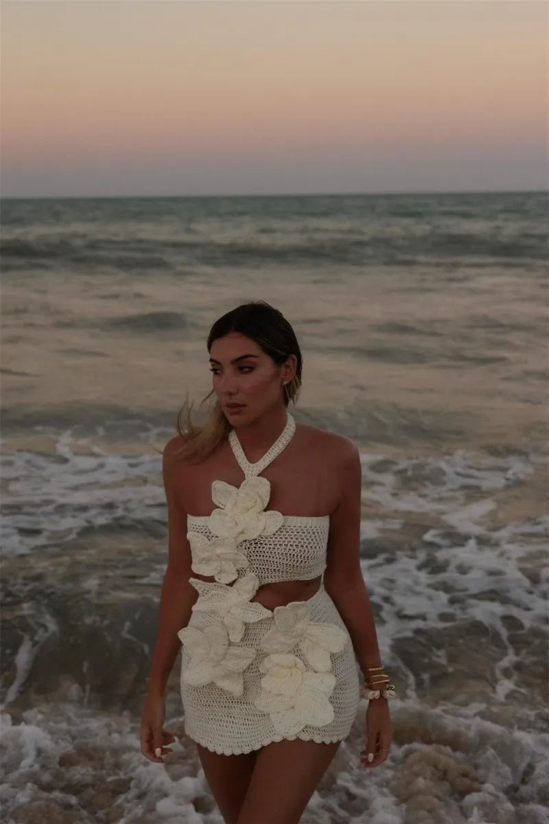 L&A | Margaret Halter Knit Floral Mini Dress