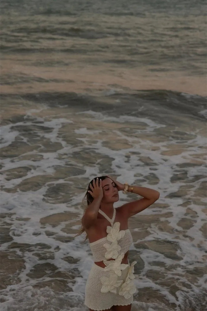 L&A | Margaret Halter Knit Floral Mini Dress