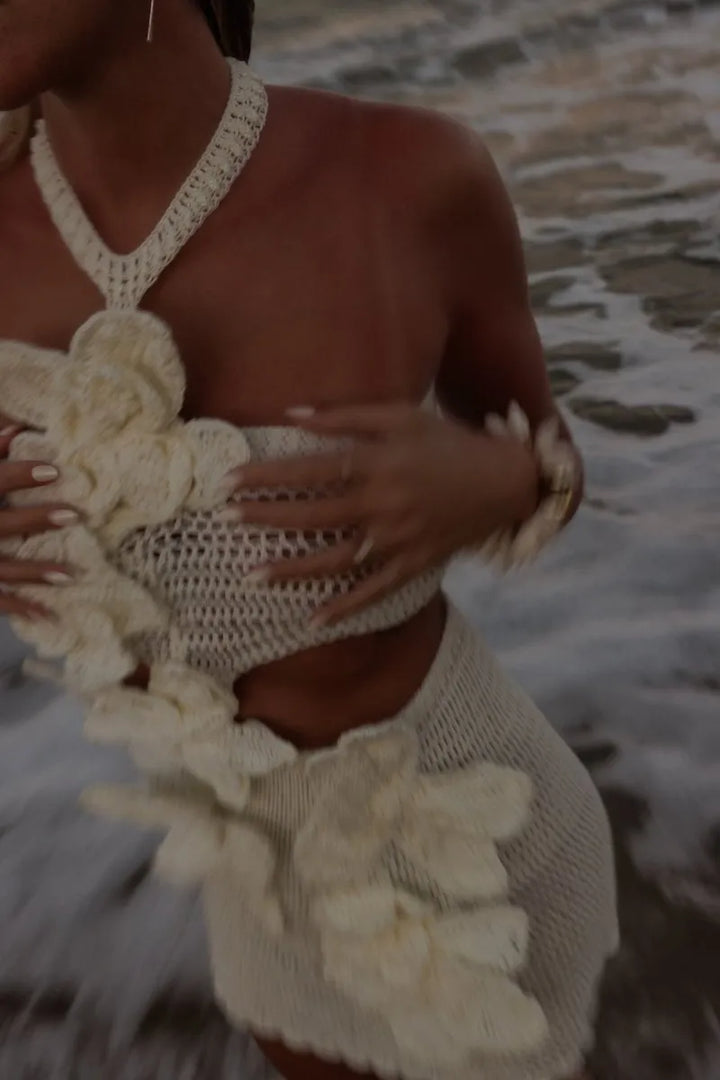 L&A | Margaret Halter Knit Floral Mini Dress