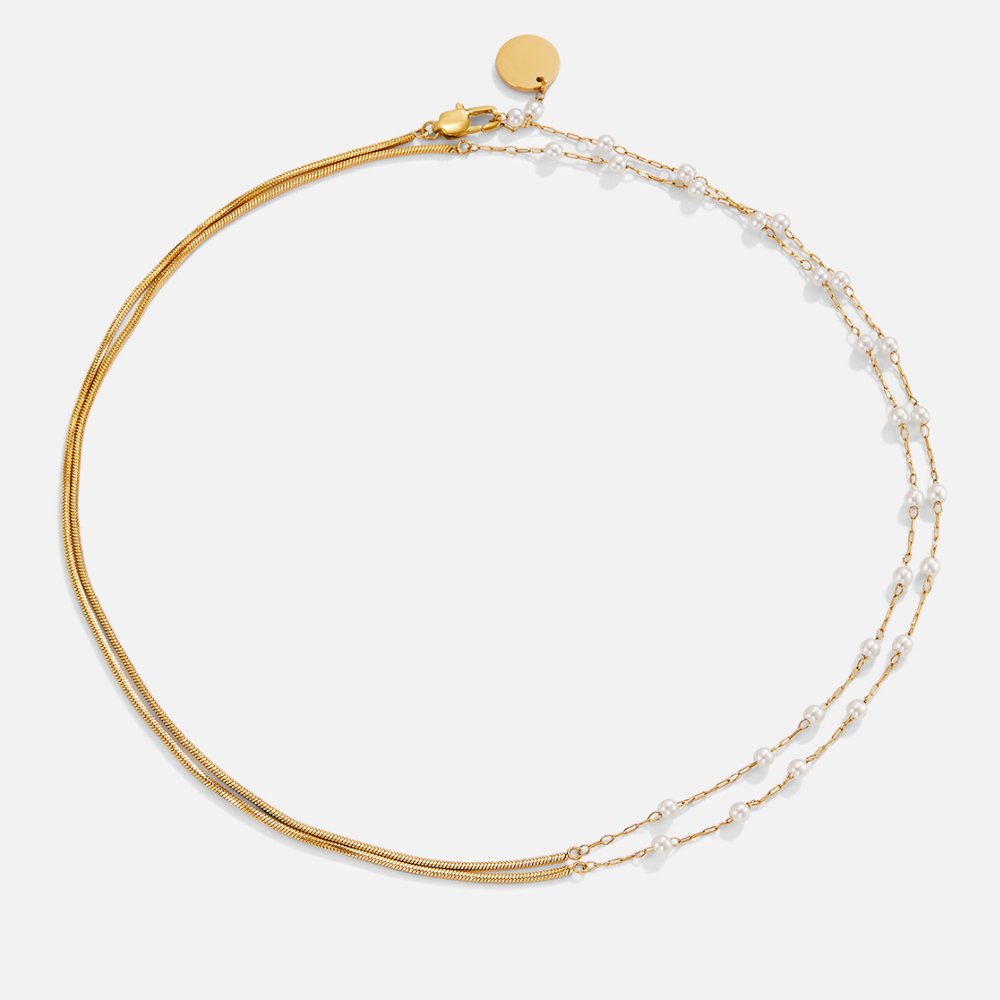 L&A | Eternal Pearl & Gold Long Chain Necklace