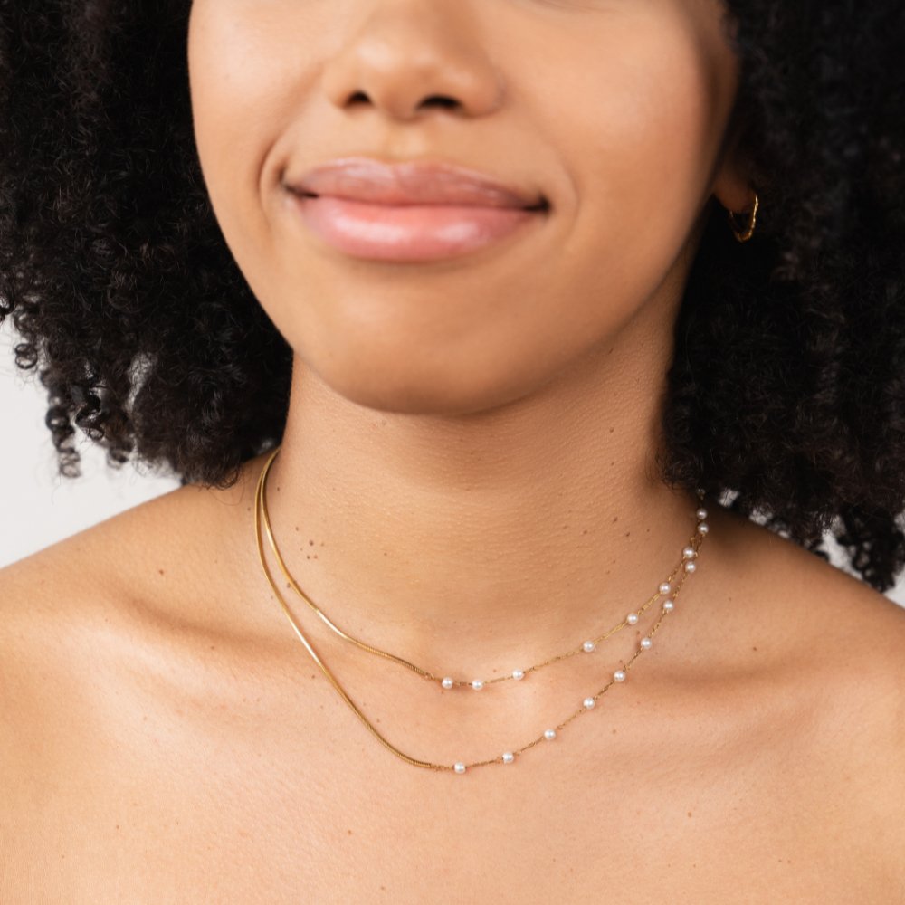 L&A | Eternal Pearl & Gold Long Chain Necklace